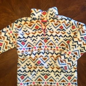 Eddie Bauer Womens M Plush Fuzzy
Fleece Vanilla Aztec 1/4 Zip